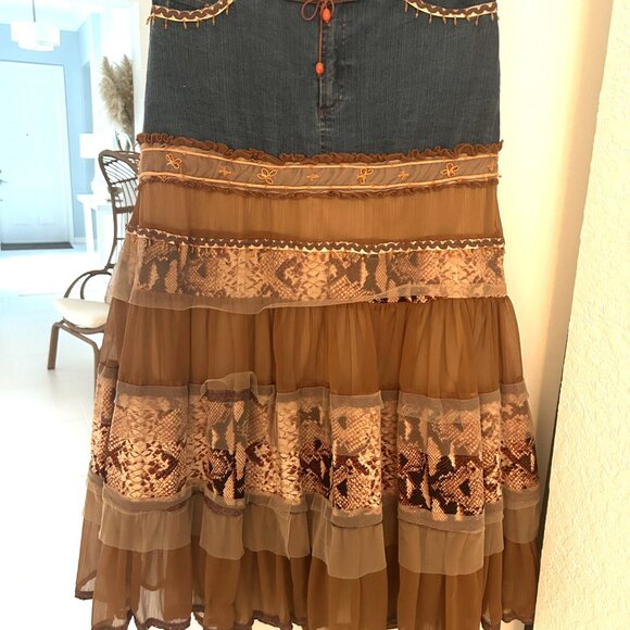 Vintage Paradise NY Jean Tiered Embellished Maxi Skirt - Picture 5 of 9